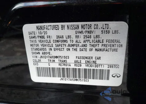 2021 Infiniti Q50 Pure Awd from USA, damaged, VIN JN1EV7AR0MM751503